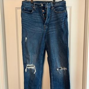 Extra high-rise distressed boyfriend jeans